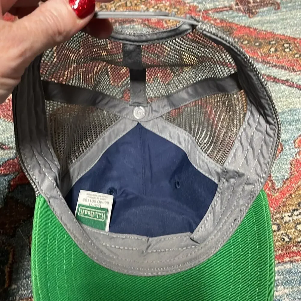 LL Bean Trucker Hat Adjustable Green Blue Youth